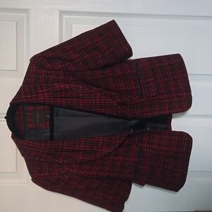 The Limited 3/4 sleeve Red/Black plaid suit jacket size: m